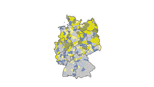 Kartenansicht: Jährlich bezuschlagte Windenergieleistung in den Landkreisen