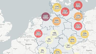 Karte Windenergieanlagen und Luftverteidigungsradare