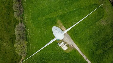 Windenergieanlage von oben gesehen