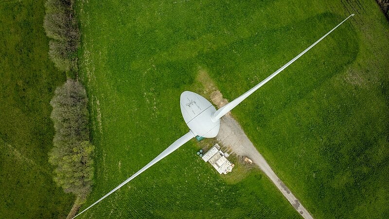 Windenergieanlage von oben gesehen